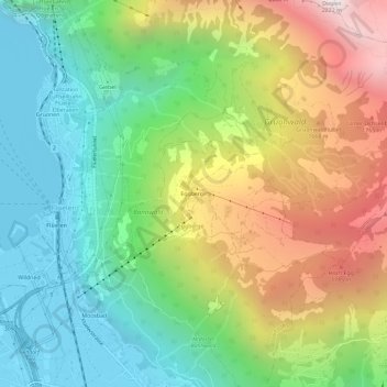 Topografisk kort Eggberge, højde, terræn