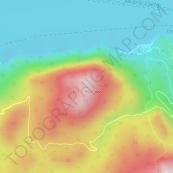 Topografisk kort Cerro Abanico, højde, terræn