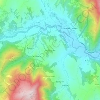 Topografisk kort San Fortunato, højde, terræn