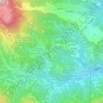 Topografisk kort Ulbe, højde, terræn