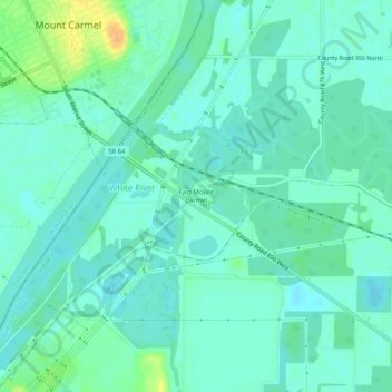 Topografisk kort East Mount Carmel, højde, terræn