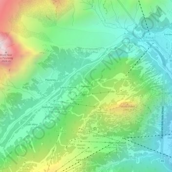 Topografisk kort Peindein, højde, terræn