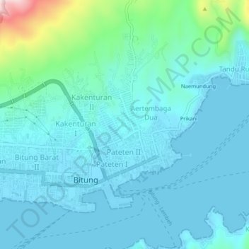 Topografisk kort Winenet Dua, højde, terræn