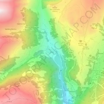 Topografisk kort Isola, højde, terræn