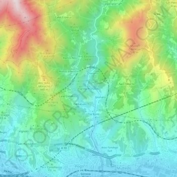 Topografisk kort Filanda Profondo, højde, terræn