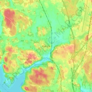 Topografisk kort Märsta, højde, terræn