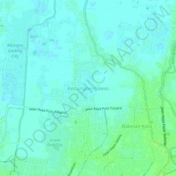 Topografisk kort Kedungpengawas, højde, terræn