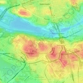 Topografisk kort Bullaren, højde, terræn