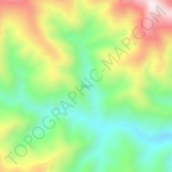 Topografisk kort Kase, højde, terræn