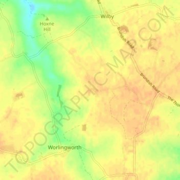 Topografisk kort Stanway Green, højde, terræn