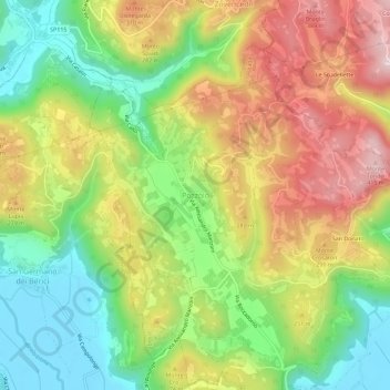 Topografisk kort Pozzolo, højde, terræn