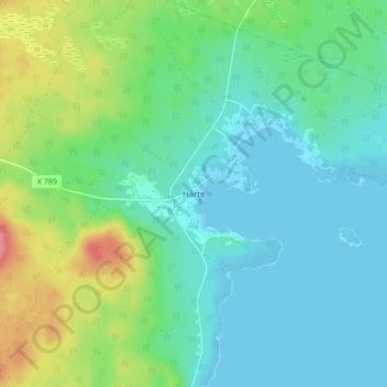 Topografisk kort Hårte, højde, terræn
