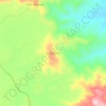 Topografisk kort Pakpahan, højde, terræn