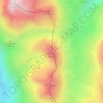Topografisk kort Piz Nair, højde, terræn