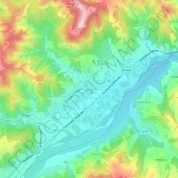 Topografisk kort Roteglia, højde, terræn