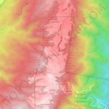 Topografisk kort San Javier, højde, terræn