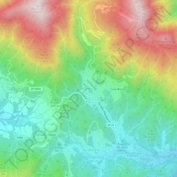 Topografisk kort Maresca, højde, terræn