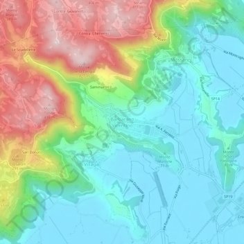 Topografisk kort Barbarano Vicentino, højde, terræn