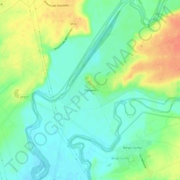 Topografisk kort Persano, højde, terræn