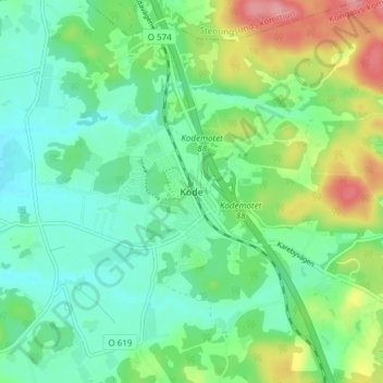 Topografisk kort Kode, højde, terræn