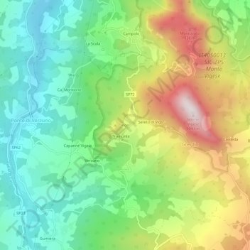 Topografisk kort Vigo, højde, terræn