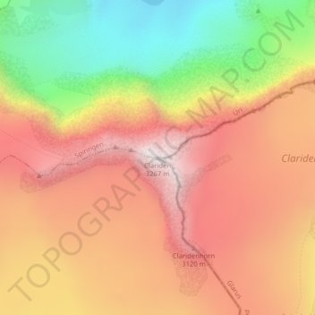 Topografisk kort Clariden, højde, terræn