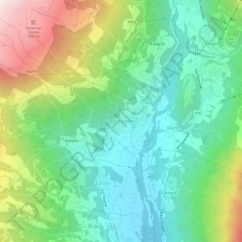 Topografisk kort Ponto Valentino, højde, terræn