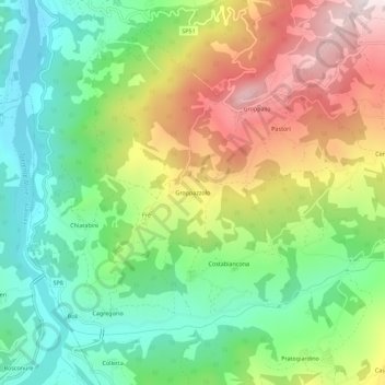 Topografisk kort Groppazzolo, højde, terræn