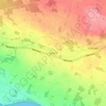 Topografisk kort Nylars, højde, terræn