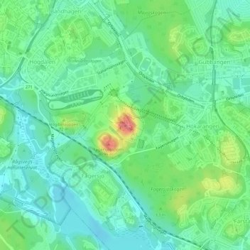 Topografisk kort Hökarängstoppen, højde, terræn