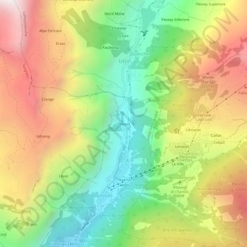 Topografisk kort Chesod, højde, terræn