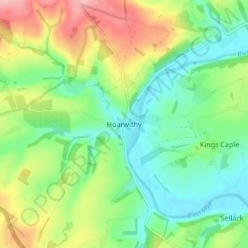 Topografisk kort Hoarwithy, højde, terræn