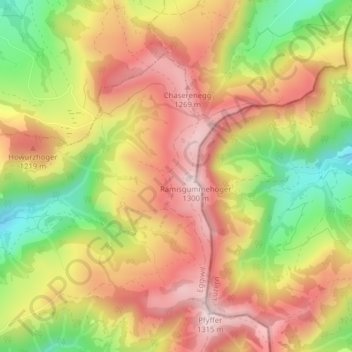 Topografisk kort Rämisgummen, højde, terræn
