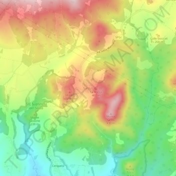 Topografisk kort Sasso, højde, terræn