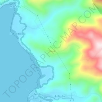 Topografisk kort Tolala, højde, terræn