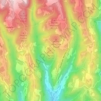 Topografisk kort Monte Tondo, højde, terræn