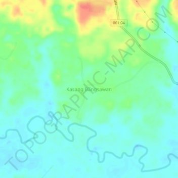 Topografisk kort Kasang Bangsawan, højde, terræn