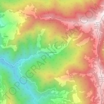 Topografisk kort Cartasegna, højde, terræn