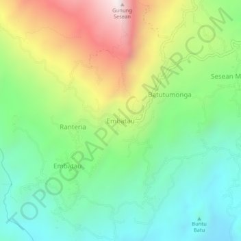 Topografisk kort Embatau, højde, terræn