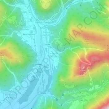 Topografisk kort Imponzo, højde, terræn