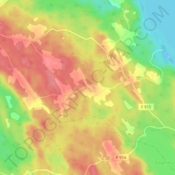 Topografisk kort Svallarp, højde, terræn