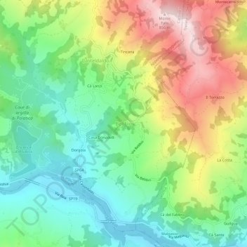 Topografisk kort Bebbio, højde, terræn