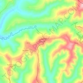 Topografisk kort Colle Micotti, højde, terræn