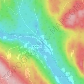 Topografisk kort Lekvattnet, højde, terræn