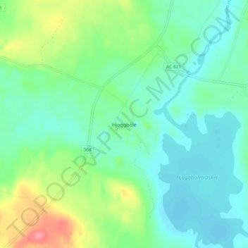 Topografisk kort Hjoggböle, højde, terræn