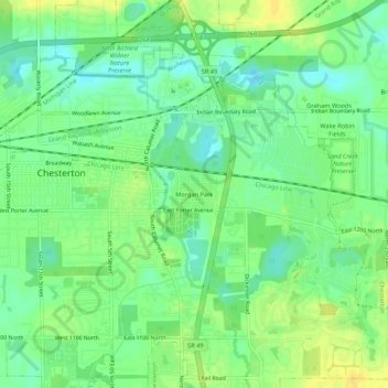 Topografisk kort Morgan Park, højde, terræn