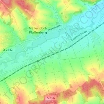 Topografisk kort Niederlindhart, højde, terræn