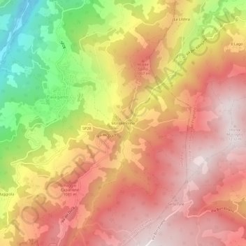 Topografisk kort Montemolino, højde, terræn