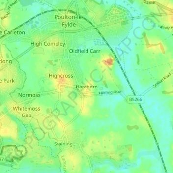 Topografisk kort Hardhorn, højde, terræn