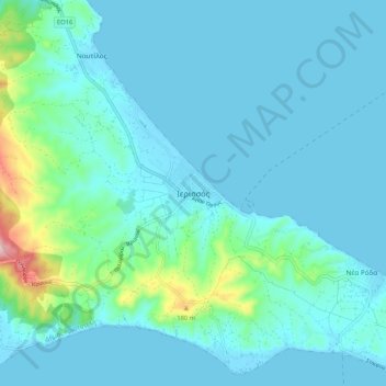 Topografisk kort Ierissos, højde, terræn